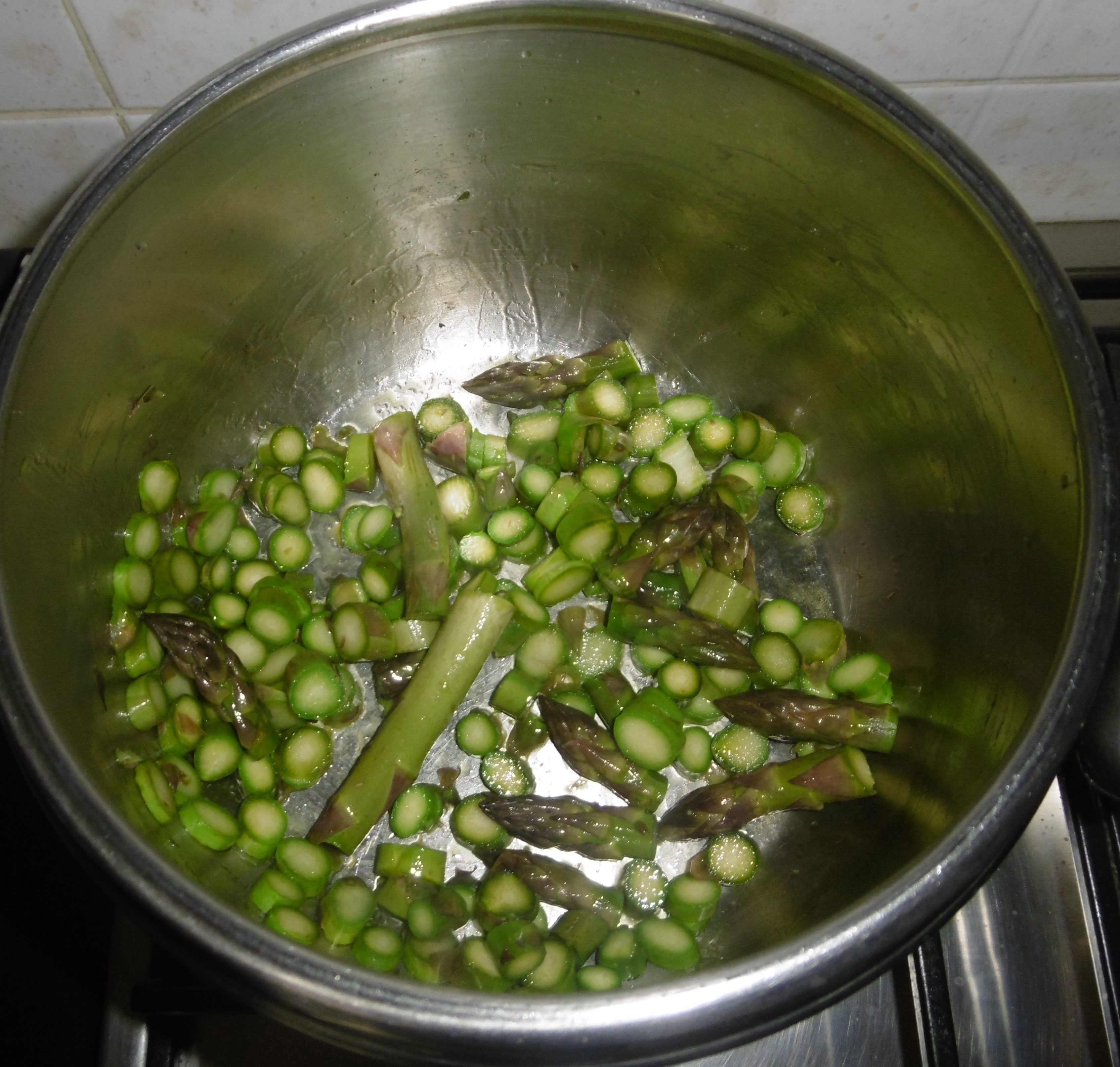 Risotto con asparagi e speck - Punte in padella