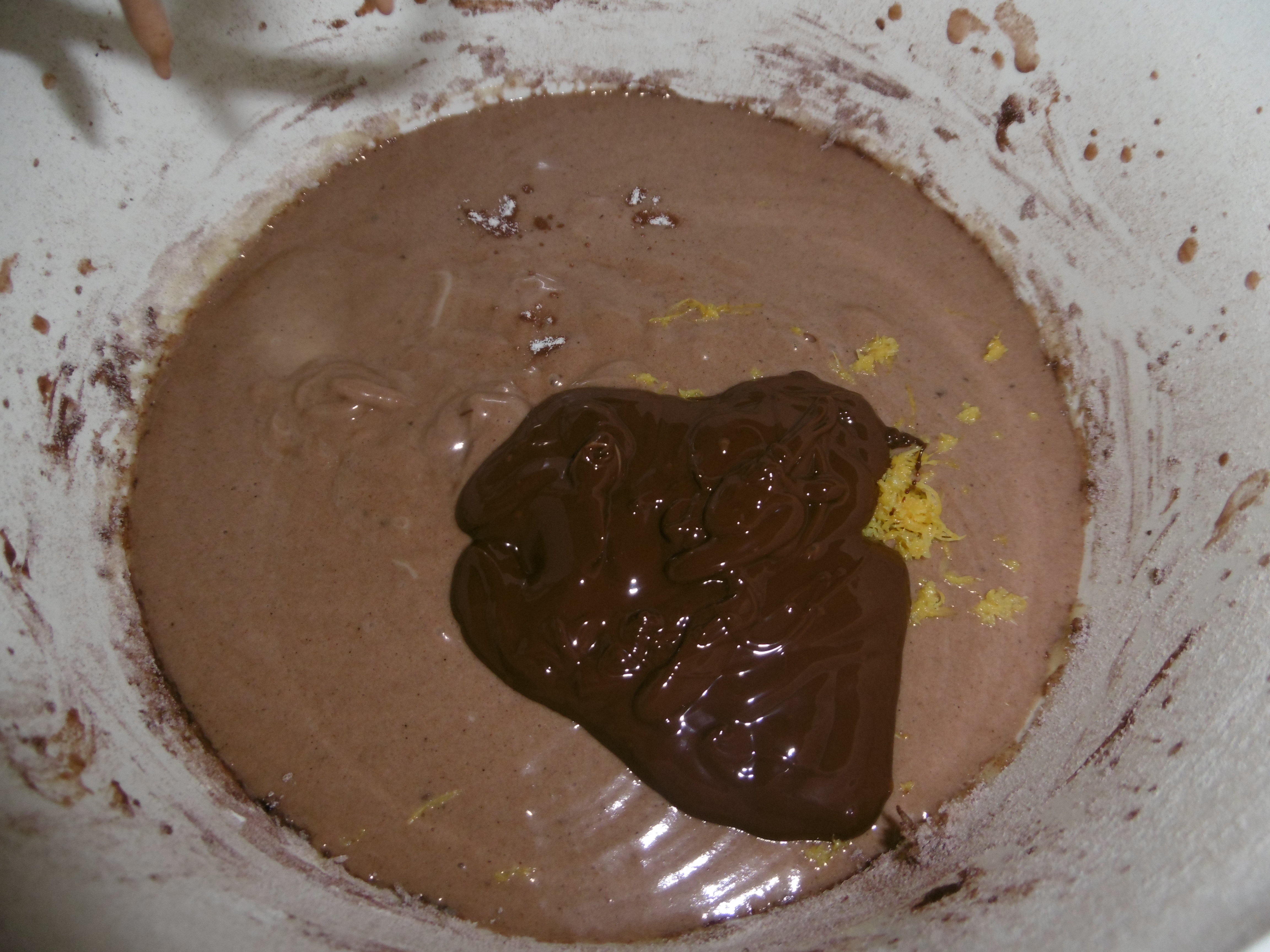 Torta pere e cioccolato - Aggiunta cioccolato fuso