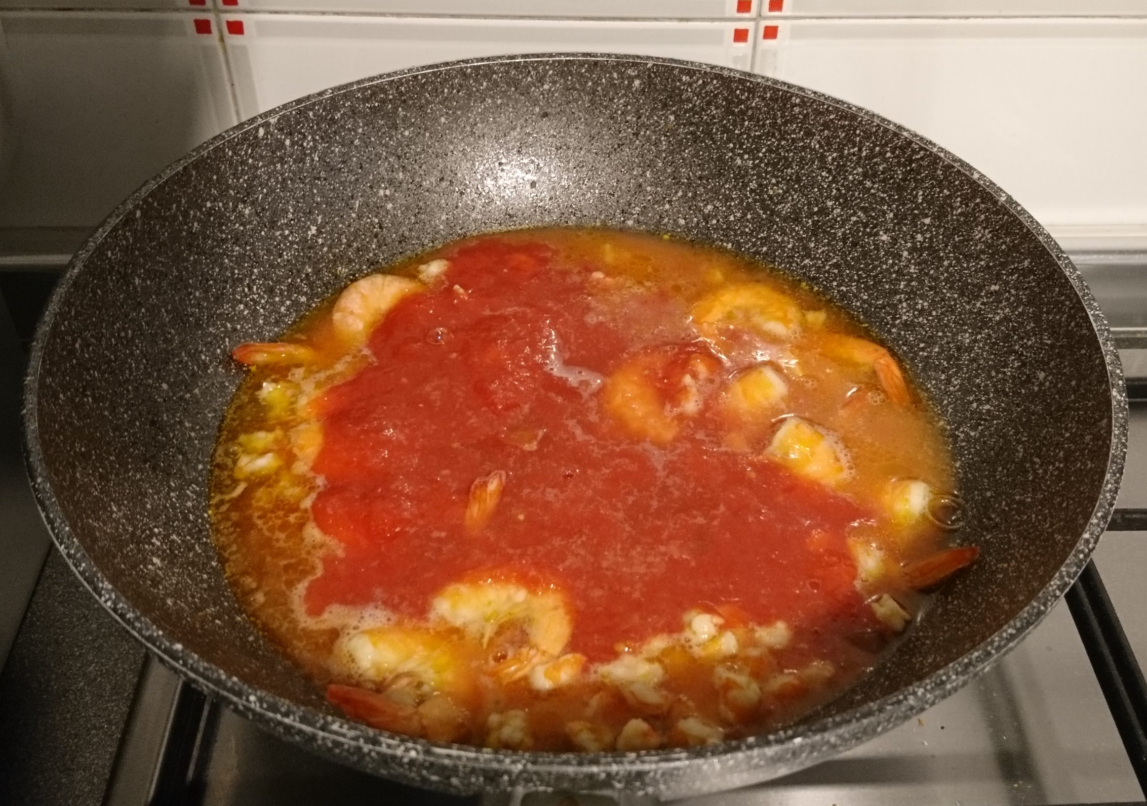 Risotto con mazzancolle - Aggiunta pomodoro